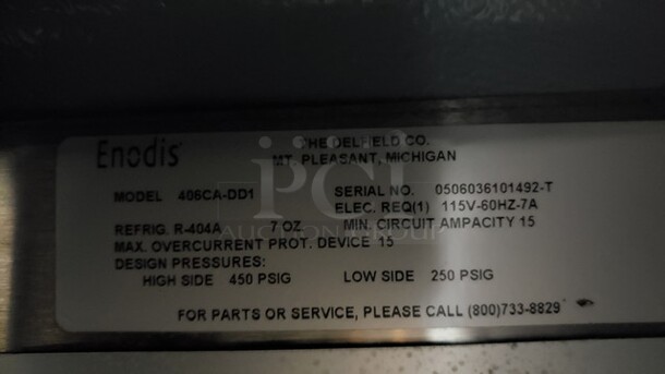 Enodis Model 406CA-DD1 Undercounter Refrigerator - Image 3 of 3