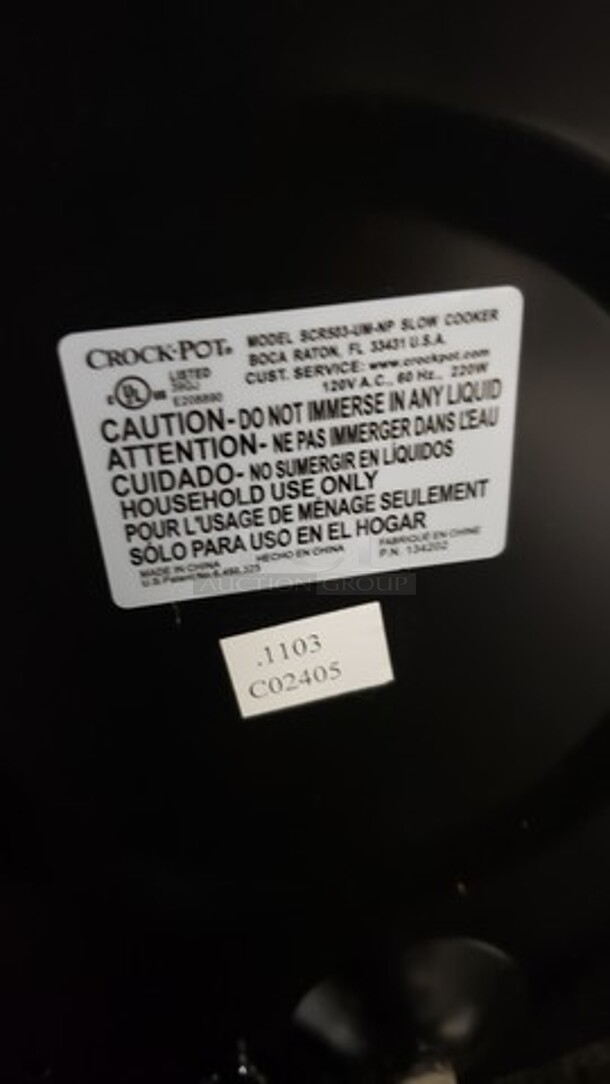 Cuisinart Crockpot Model SCR503-UM-NP - Image 2 of 2