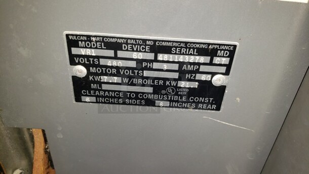 Vulcan Hart VR1 Electric Range 3 PH. Sold is as - Image 5 of 5