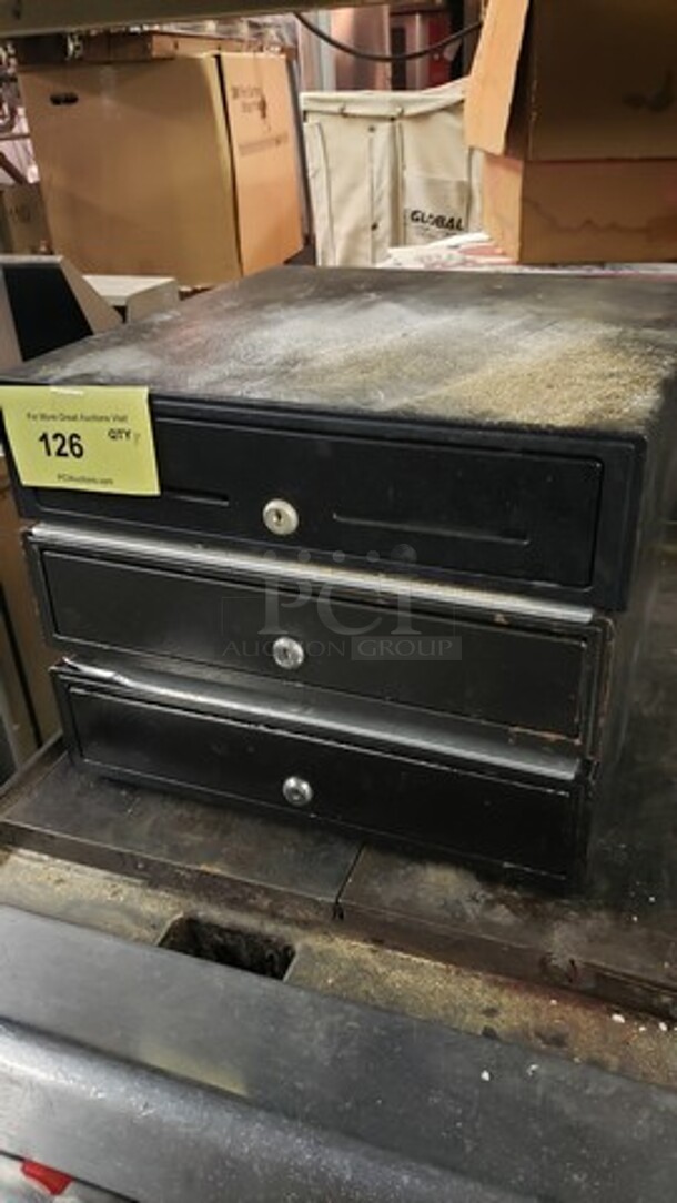 Lot of 3 Cash Drawers! Do not come with keys. One of them is locked