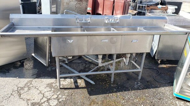 9ft Stainless Steel 3 Compartment Sink