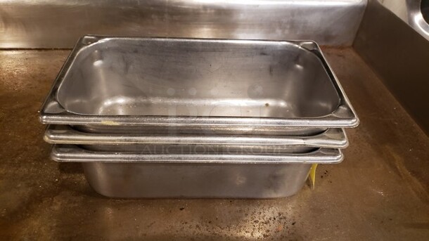 Lot of 3 Stainless Steel Hotel Pans