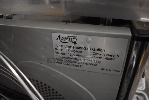 Avantco 177RDM33 Stainless Steel Commercial Countertop 3 Hopper Refrigerated Beverage Machine. 120 Volts, 1 Phase. 23x16x27. Tested and Powers On But Does Not Get Cold - Image 2 of 6