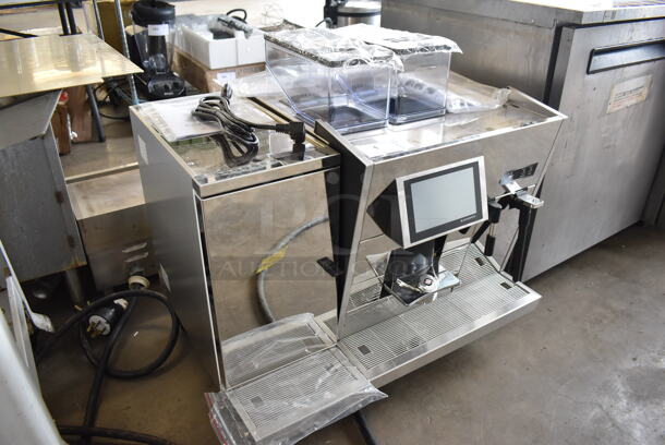 LIKE NEW! Thermoplan BW-3CTMS-US Black & White 3 Stainless Steel Commercial Countertop High Performing Fully Automatic Coffee Machine w/ BW3-RF-US Refrigerator. Unit Has Only Been Used a Few Times! 31x24x31 - Image 6 of 10