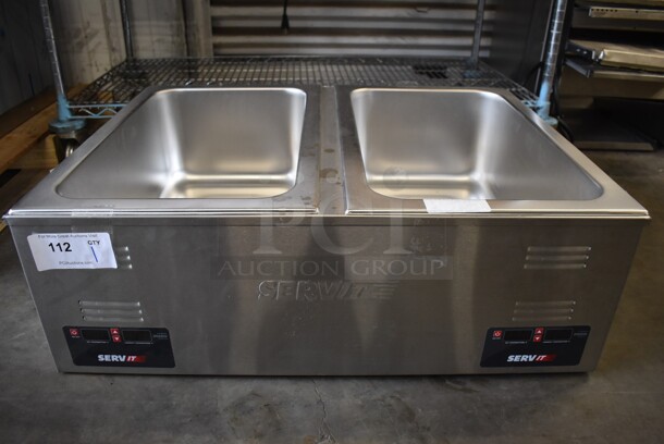BRAND NEW! ServIt FW200D Stainless Steel Commercial Full Size Electric Countertop Dual Well Food Warmer. 120 Volts, 1 Phase. 30.5x23x10. Tested and Working!