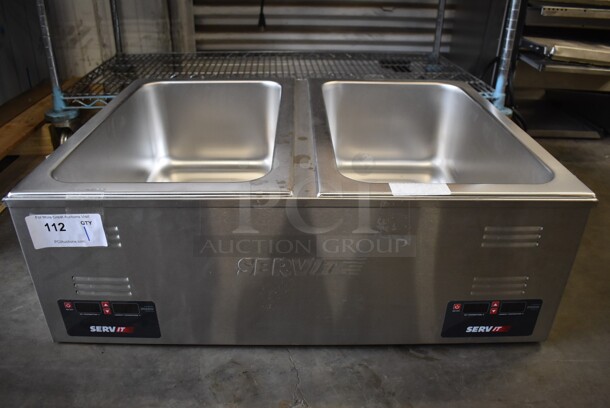 BRAND NEW! ServIt FW200D Stainless Steel Commercial Full Size Electric Countertop Dual Well Food Warmer. 120 Volts, 1 Phase. 30.5x23x10. Tested and Working! - Image 1 of 6