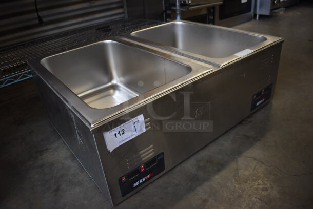 BRAND NEW! ServIt FW200D Stainless Steel Commercial Full Size Electric Countertop Dual Well Food Warmer. 120 Volts, 1 Phase. 30.5x23x10. Tested and Working! - Image 3 of 6