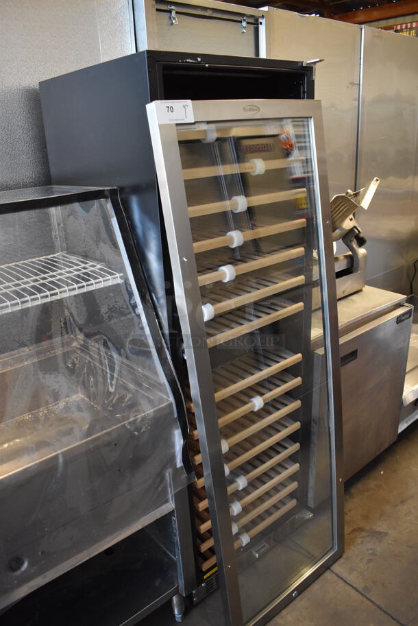 BRAND NEW SCRATCH AND DENT! KoolMore Stainless Steel Single Door Reach In Wine Chiller Merchandiser. Door Needs To Be Reattached. 24x25x70 - Image 2 of 4