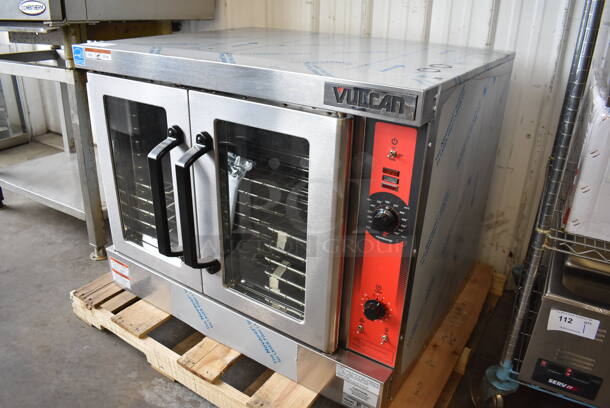 BRAND NEW SCRATCH AND DENT! Vulcan VC4GD-21D150K Stainless Steel Commercial Propane Gas Powered Full Size Convection Oven w/ View Through Doors, Metal Oven Racks and Thermostatic Controls. 50,000 BTU. 40x31x32 - Image 2 of 9