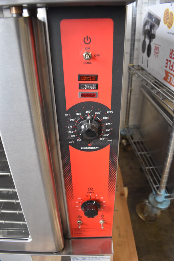 BRAND NEW SCRATCH AND DENT! Vulcan VC4GD-21D150K Stainless Steel Commercial Propane Gas Powered Full Size Convection Oven w/ View Through Doors, Metal Oven Racks and Thermostatic Controls. 50,000 BTU. 40x31x32 - Image 3 of 9