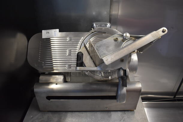 Stainless Steel Commercial Countertop Automatic Meat Slicer w/ Blade Sharpener. 28x20x20. Tested and Working!