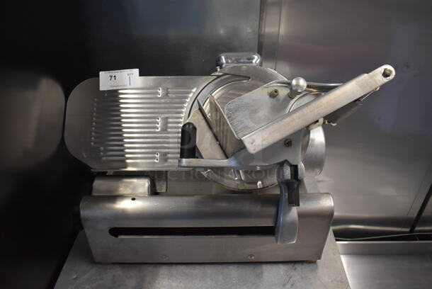 Stainless Steel Commercial Countertop Automatic Meat Slicer w/ Blade Sharpener. 28x20x20. Tested and Working! - Image 1 of 7