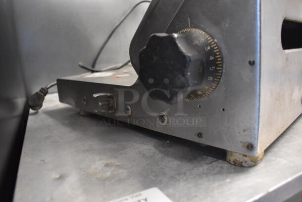 Stainless Steel Commercial Countertop Automatic Meat Slicer w/ Blade Sharpener. 28x20x20. Tested and Working! - Image 7 of 7