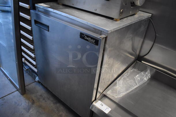 Delfield Stainless Steel Commercial Single Door Undercounter Cooler on Commercial Casters. 115 Volts, 1 Phase. 27x29x34. Tested and Working! - Image 2 of 5