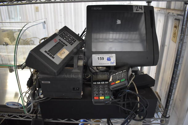 Micros 15" POS Monitor w/ Epson Receipt Printer, 2 Ingenico iPP320 Credit Card Reader and Metal Cash Drawer - Image 1 of 4