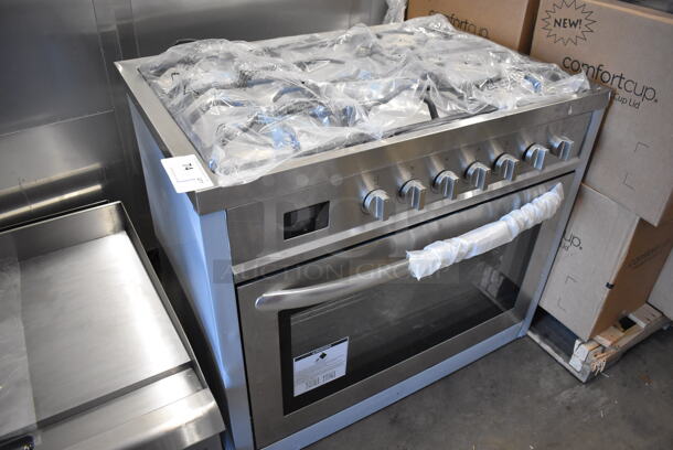 BRAND NEW SCRATCH AND DENT! KoolMore Stainless Steel Commercial Gas Powered 5 Burner Range w/ Oven. 36x24x31 - Image 4 of 7