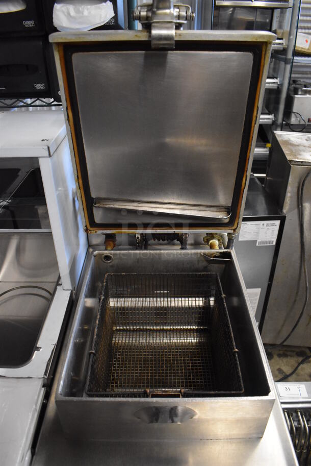 2018 Henny Penny 600 Stainless Steel Commercial Floor Style Natural Gas Powered Pressure Fryer on Commercial Casters. 80,000 BTU. 18x39x48 - Image 6 of 10