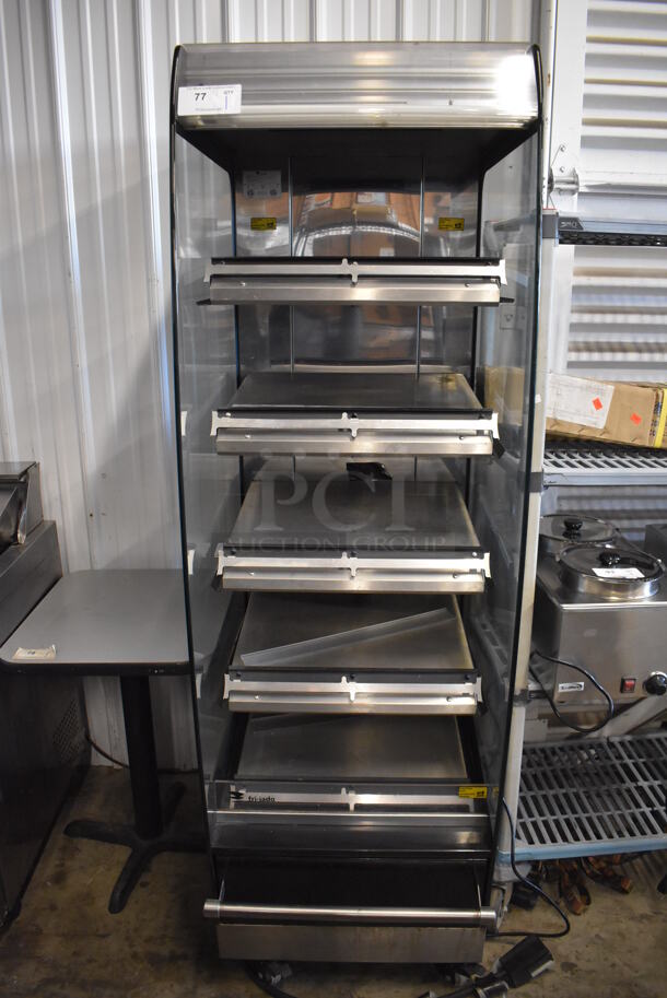 Fri-jado MD25-5 SB Stainless Steel Commercial Open Grab N Go Merchandiser on Commercial Casters. 208 Volts, 1 Phase. 24x32x77
