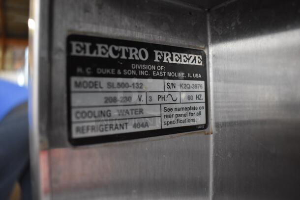 2011 Electro Freeze SL500-132 Stainless Steel Commercial Floor Style Water Cooled 2 Flavor w/ Twist Soft Serve Ice Cream Machine on Commercial Casters. 208-230 Volts, 3 Phase. 22x32x60 - Image 7 of 9