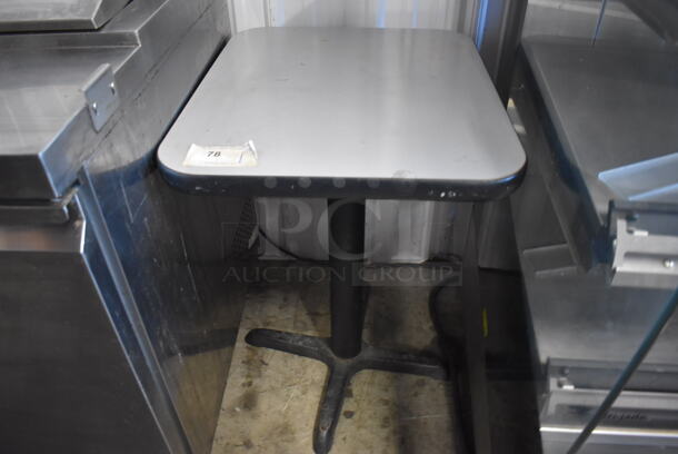 Gray Table on Black Metal Table Base. 20x24x29 - Image 1 of 4