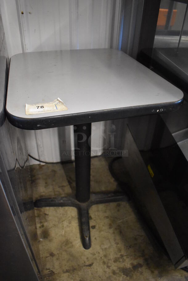 Gray Table on Black Metal Table Base. 20x24x29 - Image 3 of 4