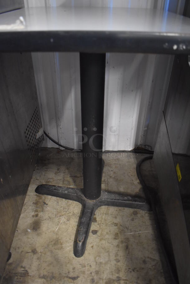 Gray Table on Black Metal Table Base. 20x24x29 - Image 4 of 4