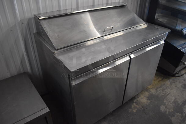 Adcraft SL-2D Stainless Steel Commercial Sandwich Salad Prep Table Bain Marie Mega Top on Commercial Casters. 115 Volts, 1 Phase. 47x30x43. Tested and Powers On But Does Not Get Cold - Image 2 of 8
