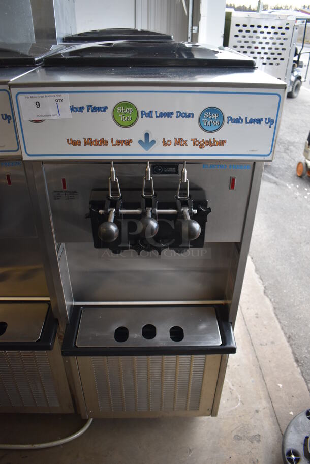 2011 Electro Freeze SL500-132 Stainless Steel Commercial Floor Style Water Cooled 2 Flavor w/ Twist Soft Serve Ice Cream Machine on Commercial Casters. 208-230 Volts, 3 Phase. 22x32x60 - Image 1 of 6