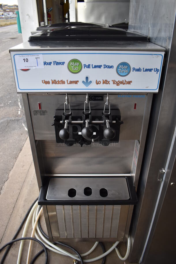 2011 Electro Freeze SL500-132 Stainless Steel Commercial Floor Style Water Cooled 2 Flavor w/ Twist Soft Serve Ice Cream Machine on Commercial Casters. 208-230 Volts, 3 Phase. 22x32x60 - Image 1 of 8