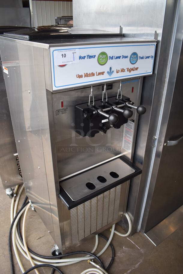 2011 Electro Freeze SL500-132 Stainless Steel Commercial Floor Style Water Cooled 2 Flavor w/ Twist Soft Serve Ice Cream Machine on Commercial Casters. 208-230 Volts, 3 Phase. 22x32x60 - Image 2 of 8