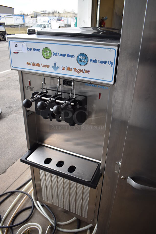 2011 Electro Freeze SL500-132 Stainless Steel Commercial Floor Style Water Cooled 2 Flavor w/ Twist Soft Serve Ice Cream Machine on Commercial Casters. 208-230 Volts, 3 Phase. 22x32x60 - Image 3 of 8
