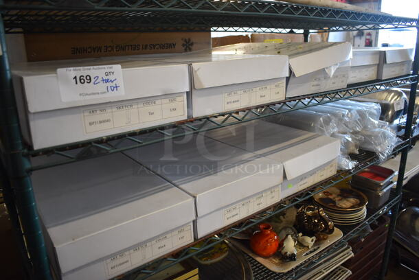 ALL ONE MONEY! 2 Tier Lots of Various Items Including 8 Pairs of Boots and Plastic Lids - Image 1 of 6