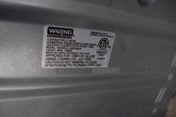 Waring WWCM200 Stainless Steel Commercial Countertop Waffle Cone Maker w/ Waffle Cone Former. 120 Volts, 1 Phase. 10x17x10. Tested and Working! - Image 5 of 6