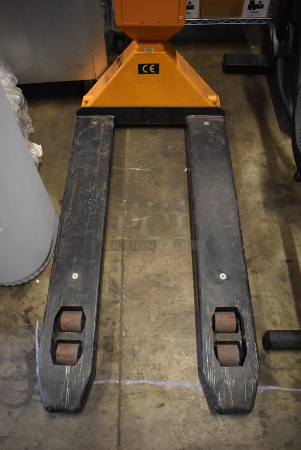 Uline H-1679 Metal Commercial Pallet Truck Pallet Jack w/ Scale. 27x60x48 - Image 2 of 5