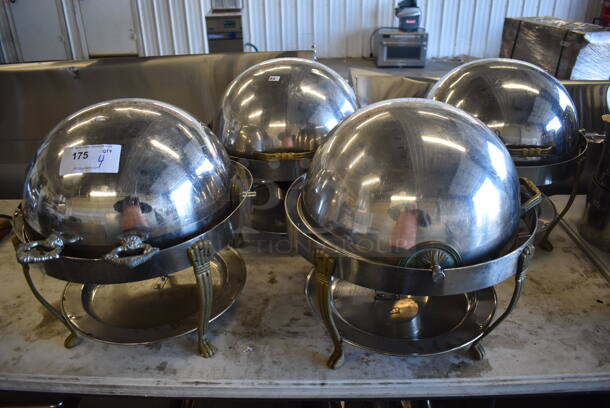 4 Metal Round Chafing Dishes w/ Rolling Lid. 20x20x20. 4 Times Your Bid!