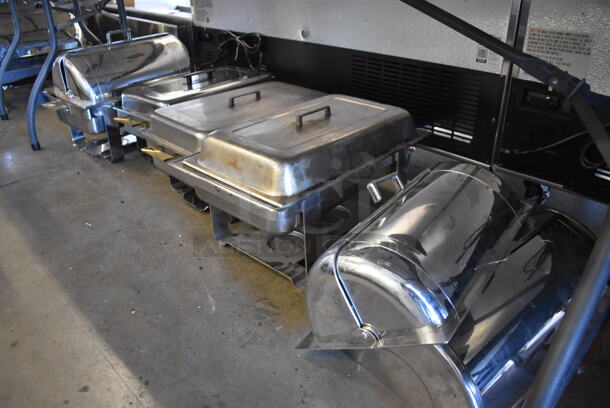 4 Various Metal Chafing Dishes w/ 2 Extra Lids. Includes 23x14x14 4 Times Your Bid!