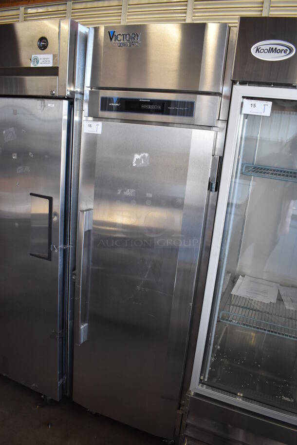 BRAND NEW! Victory RS-1D-R1-448186APS3C Stainless Steel Commercial Single Door Reach In Cooler on Commercial Casters. 115 Volts, 1 Phase. 26x34x82. Cannot Test - Unit Is Set Up For Hardwire - Image 2 of 8