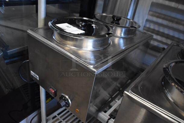 BRAND NEW SCRATCH AND DENT! KoolMore CFW-4 Stainless Steel Commercial Countertop Food Warmer w/ 2 Drop Ins and 2 Lids. 110 Volts, 1 Phase. 13.5x20x13. Tested and Working! - Image 2 of 6