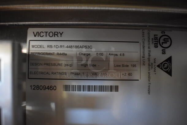 BRAND NEW! Victory RS-1D-R1-448186APS3C Stainless Steel Commercial Single Door Reach In Cooler on Commercial Casters. 115 Volts, 1 Phase. 26x34x82. Cannot Test - Unit Is Set Up For Hardwire - Image 8 of 8