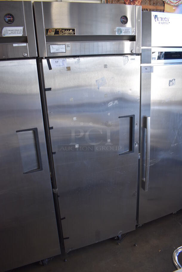 2011 True TG1R-1S Stainless Steel Commercial Single Door Reach In Cooler w/ Poly Coated Racks on Commercial Casters. 115 Volts, 1 Phase. 29x35x83. Tested and Working! - Image 2 of 7