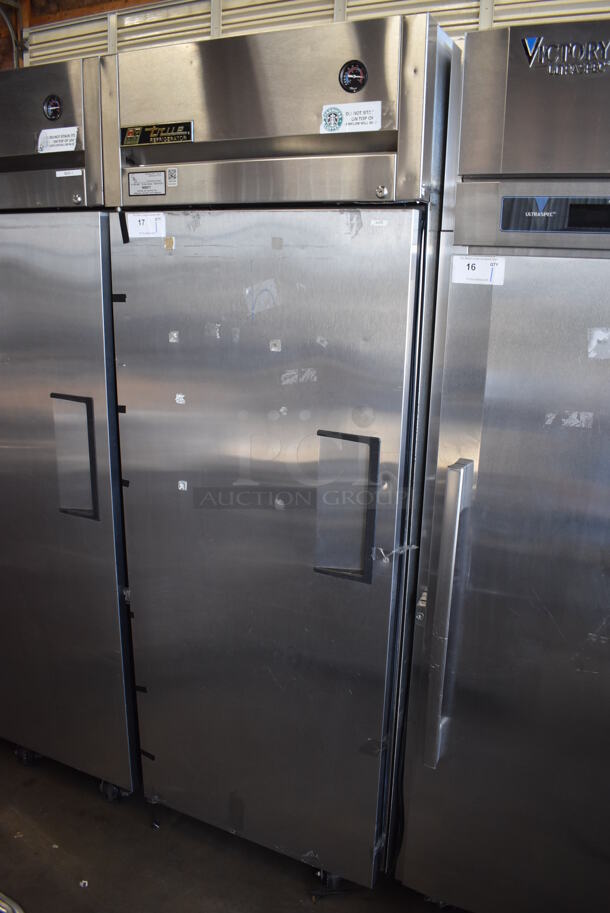 2011 True TG1R-1S Stainless Steel Commercial Single Door Reach In Cooler w/ Poly Coated Racks on Commercial Casters. 115 Volts, 1 Phase. 29x35x83. Tested and Working! - Image 3 of 7
