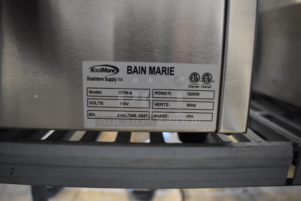 BRAND NEW SCRATCH AND DENT! KoolMore CFW-4 Stainless Steel Commercial Countertop Food Warmer w/ 2 Drop Ins and 2 Lids. 110 Volts, 1 Phase. 13.5x20x13. Tested and Working! - Image 5 of 6