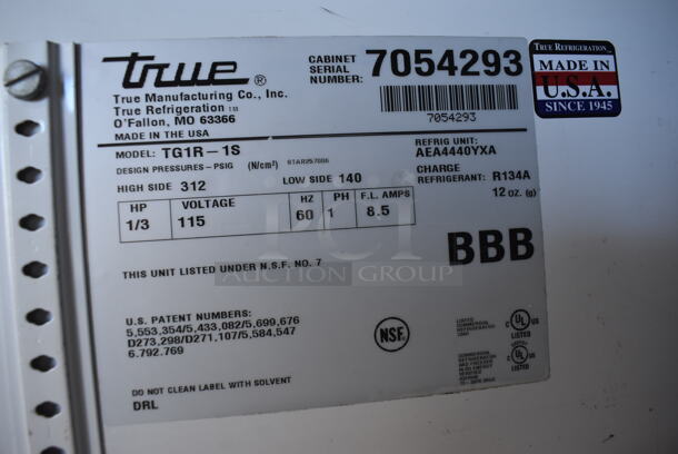 2011 True TG1R-1S Stainless Steel Commercial Single Door Reach In Cooler w/ Poly Coated Racks on Commercial Casters. 115 Volts, 1 Phase. 29x35x83. Tested and Working! - Image 6 of 7