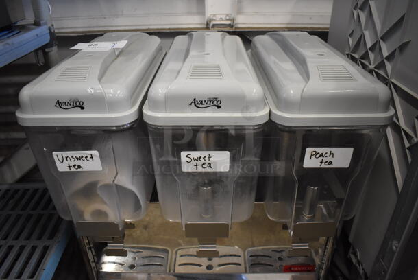 Avantco 177RDM33 Stainless Steel Commercial Countertop 3 Hopper Refrigerated Beverage Machine. 120 Volts, 1 Phase. 23x16x27. Tested and Powers On But Does Not Get Cold - Image 4 of 6