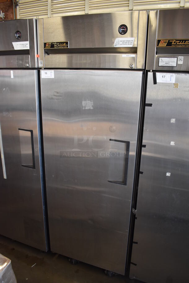 2011 True TG1R-1S Stainless Steel Commercial Single Door Reach In Cooler w/ Poly Coated Racks on Commercial Casters. 115 Volts, 1 Phase. 29x35x83. Tested and Working! - Image 3 of 6