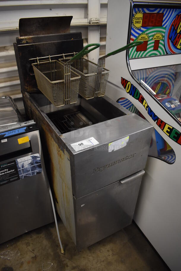 Frymaster GF40SD Stainless Steel Commercial Floor Style Natural Gas Powered Deep Fat Fryer w/ 2 Metal Fry Baskets on Commercial Casters. 122,000 BTU. 15.5x30x54 - Image 2 of 6