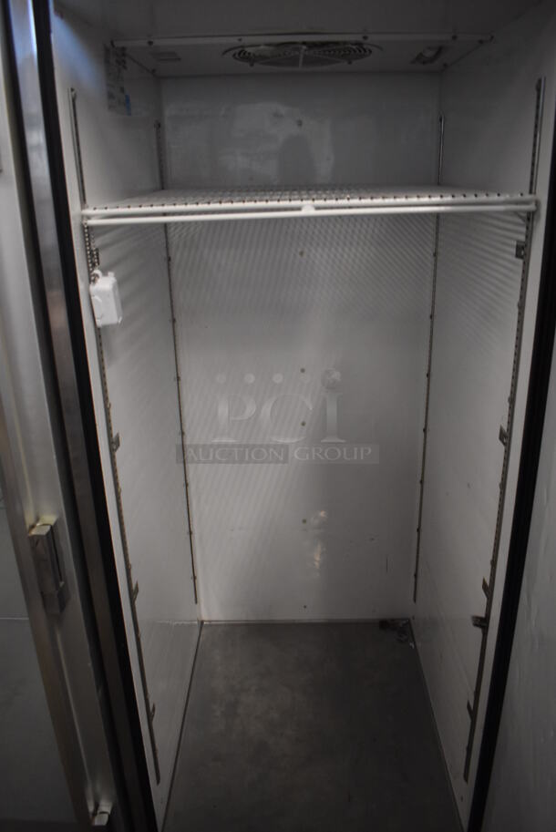 2013 True TG1R-1S ENERGY STAR Stainless Steel Commercial Single Door Reach In Cooler w/ Poly Coated Racks on Commercial Casters. 115 Volts, 1 Phase. 29x35x83. Tested and Working! - Image 5 of 6