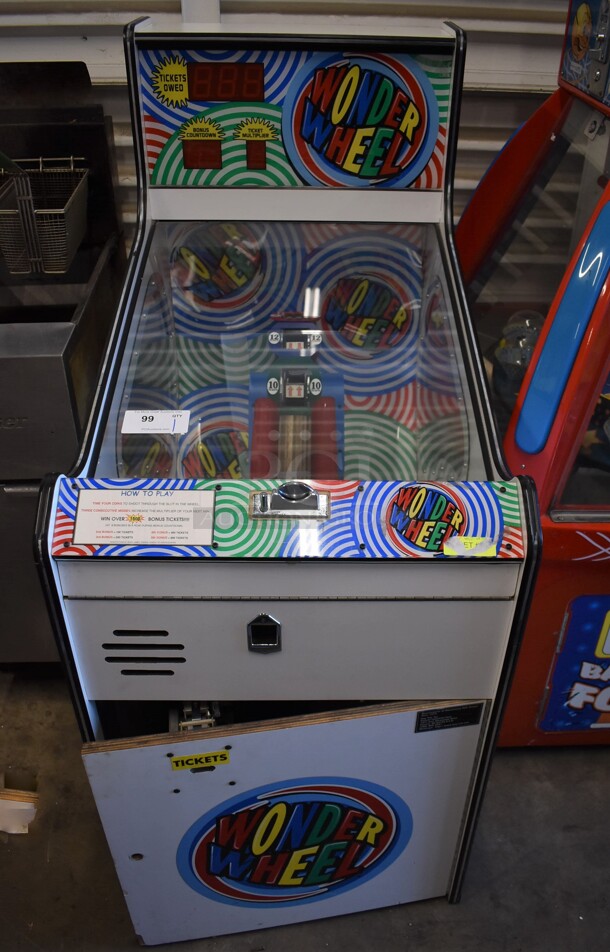 Bay Tek WW-1.08.11 Metal Commercial Floor Style Wonder Wheel Arcade Game w/ Coin Acceptor. 25x45x57. Tested and Working! - Image 1 of 8