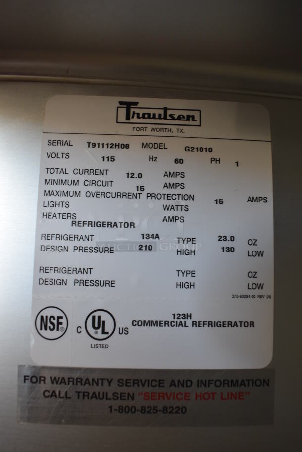 Traulsen G21010 Stainless Steel Commercial 2 Door Reach In Cooler Merchandiser w/ Poly Coated Racks. 115 Volts, 1 Phase. 52x34x83. Tested and Working! - Image 3 of 7