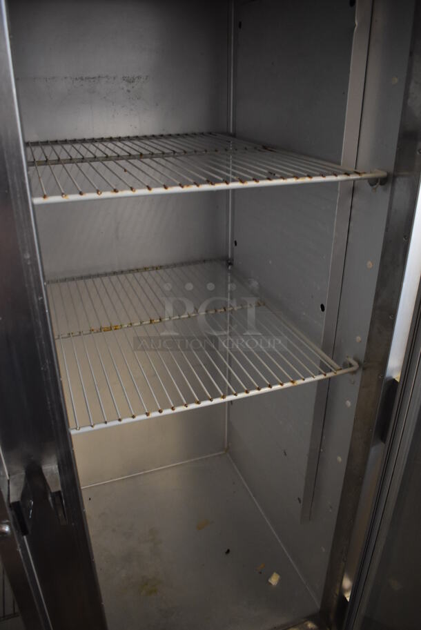 Traulsen G21010 Stainless Steel Commercial 2 Door Reach In Cooler Merchandiser w/ Poly Coated Racks. 115 Volts, 1 Phase. 52x34x83. Tested and Working! - Image 5 of 7